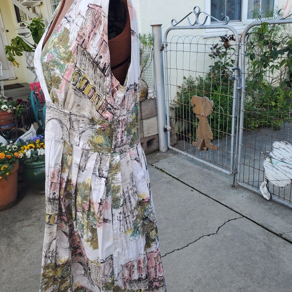 Elegant Scenic Print Midi Dress - Picture 3 of 6